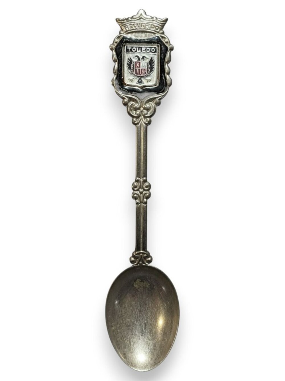 Vintage Ornate Metal Silver Tone Toledo Spain Souvenir Spoon 4 3/4 Inch